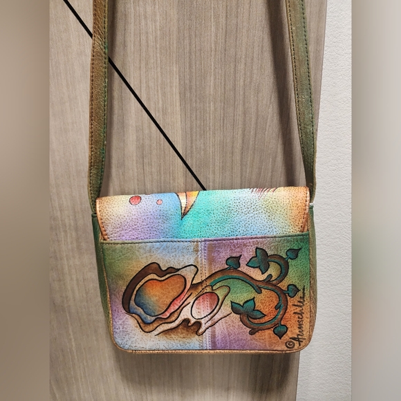 Anuschka hand painted butterfly Leather Crossbody Purse 468-COL RARE NWT - Picture 4 of 10